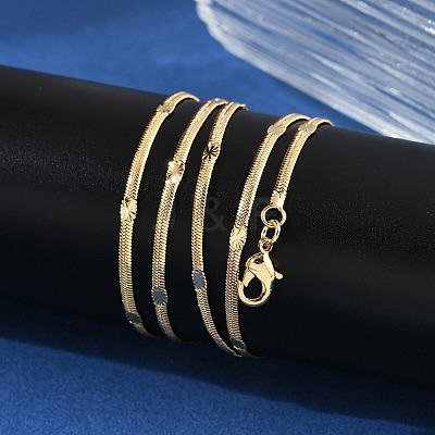 2.5mm Rack Plating Brass Herringbone Chain Necklaces for Women Men MAK-L044-19G-1