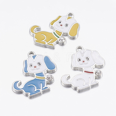 Alloy Enamel Puppy Pendants X-ENAM-P036-M-1