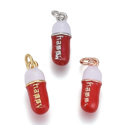 Brass Enamel Pendants KK-F821-51B-1