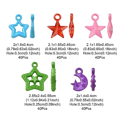 200Pcs 5 Styles Opaque Acrylic Pendants MACR-YW0002-60-1
