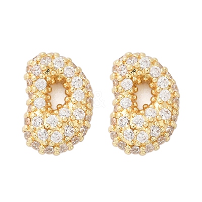 Brass Micro Pave Cubic Zirconia Stud Earrings EJEW-Z091-04G-D-1
