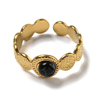 Ion Plating(IP) 304 Stainless Steel with Synthetic Gemstone Ring STAS-Z060-15G-1
