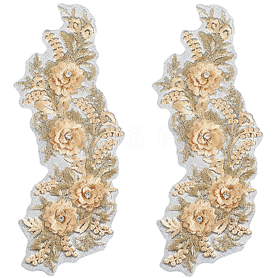 Polyester Embroidery Lace Cloth Patches AJEW-WH20070-069A-1