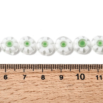 Handmade Millefiori Glass Flat Round Bead Strands LK-P011-23-1