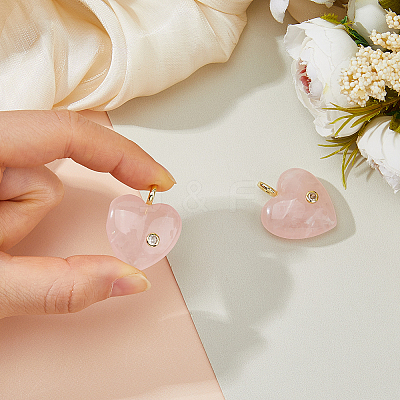 2Pcs Natural Rose Quartz Pendants G-FH0002-76B-1