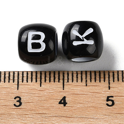 Spray Printed Opaque Acrylic European Beads SACR-P031-10B-01-1