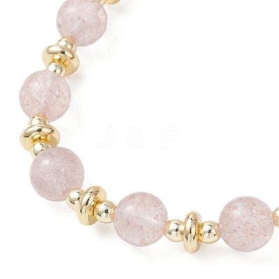 Natural Strawberry Quartz Round Beaded Bracelets for Women BJEW-JB13123-01-1