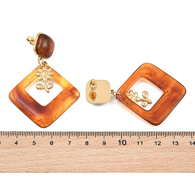 304 Stainless Steel & Resin Stud Dangle Earrings for Women SA-CBA717A-01G-05-1
