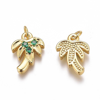 Brass Micro Pave Green Cubic Zirconia Charms LS-ZIRC-O035-14G-1