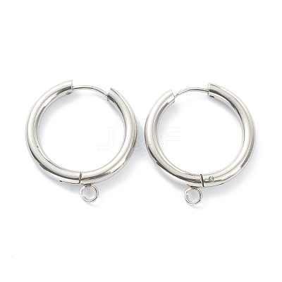 Tarnish Resistant 201 Stainless Steel Huggie Hoop Earring Findings STAS-P283-01K-P-1