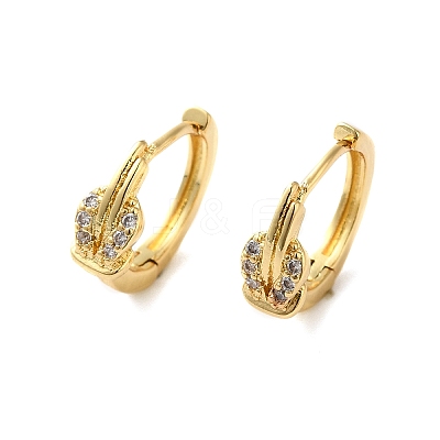 Clear Cubic Zirconia Kont Hoop Earrings KK-O142-04G-1