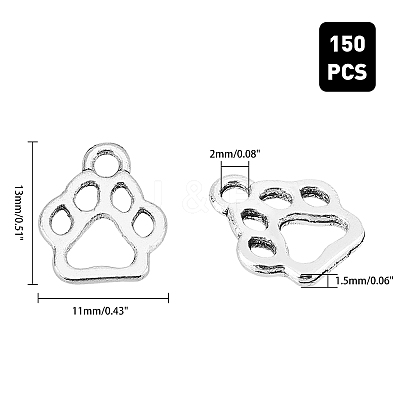 Tibetan Style Alloy Dog Paw Prints Open Back Bezel Pendants TIBEP-PH0005-18B-AS-1