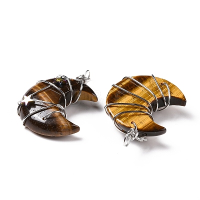 Natural Tiger Eye Pendants G-B023-01P-02-1