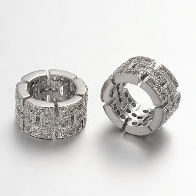 Brass Micro Pave Cubic Zirconia European Beads ZIRC-L037-46-FF-1