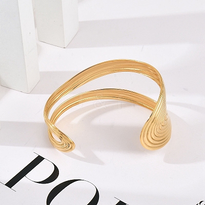 304 Stainless Steel Cuff Bangles for Women BJEW-B108-02G-1