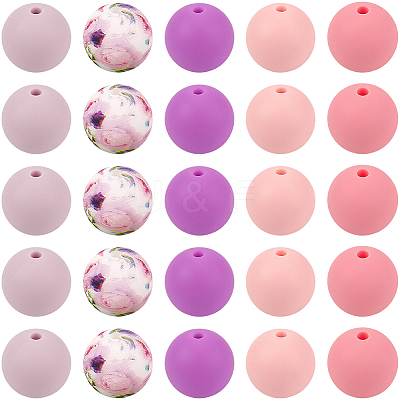 Round Silicone Focal Beads SIL-SP0001-16C-1