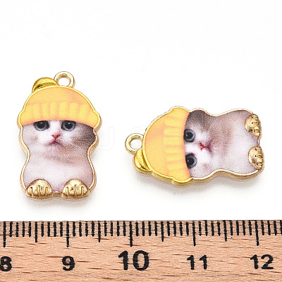 Printed Light Gold Tone Alloy Pendants LS-ENAM-N056-208E-1