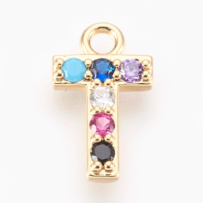 Brass Micro Pave Cubic Zirconia Charms ZIRC-F089-01G-T-1