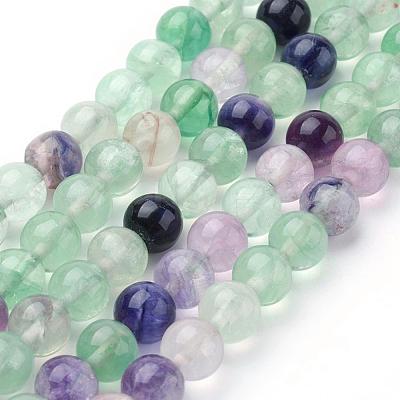 Natural Fluorite Beads Strands G-P318-05-6mm-1