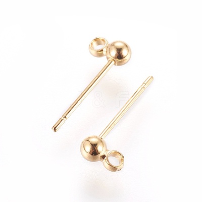 Brass Stud Earring Findings KK-I649-09G-NF-1