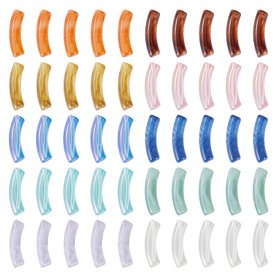 100Pcs 10 Styles Two Tone Acrylic Beads MACR-TA0002-60-1