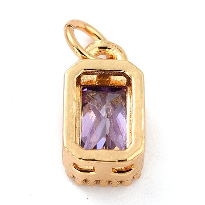 Real 18K Gold Plated Brass Inlaid Cubic Zirconia Charms ZIRC-L100-075G-01-1