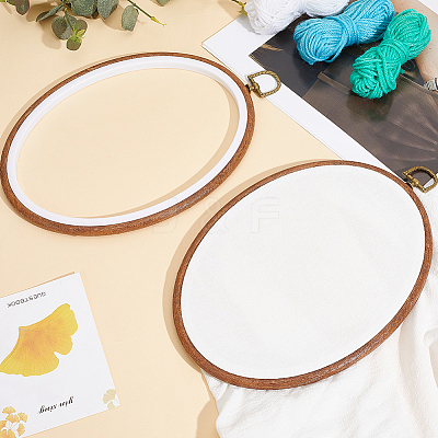 PP & PVC Plastic Imitation Wood Cross Stitch Embroidery Hoops DIY-WH20055-058B-03-1