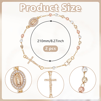 2Pcs Brass Beads Link Bracelets BJEW-GO0001-33-1