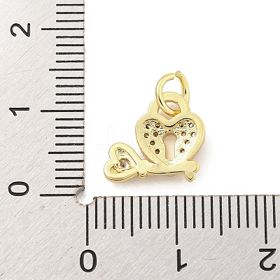 Rack Plating Brass Micro Pave Clear Cubic Zirconia Charms KK-Q814-05G-1