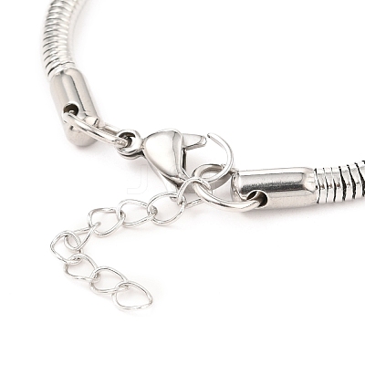 Tarnish Resistant Unisex 304 Stainless Steel Round Snake Chain Bracelets BJEW-H541-02A-P-1