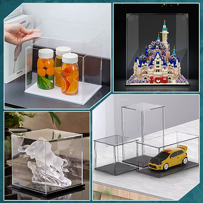 Acrylic Minifigure Display Cases with Black Base ODIS-WH0030-314B-1