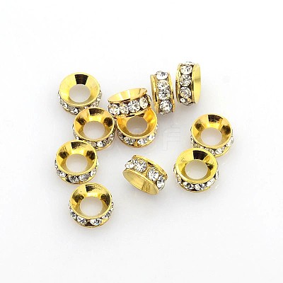 Brass Rhinestone Spacer Beads X-RB-A020-7mm-01G-1