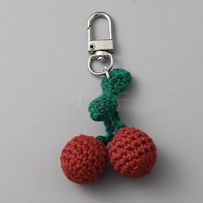 Cherry Wool Knitting Pendant Decorations HJEW-WH0068-12A-1