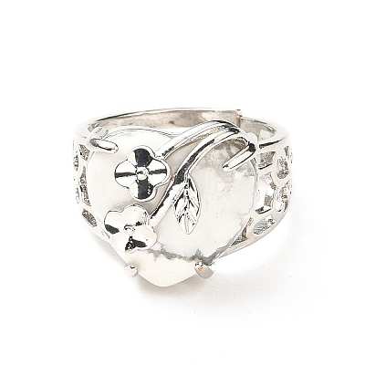 Natural Howlite Adjustable Rings RJEW-P043-03P-10-1