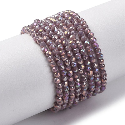 Transparent Electroplate Glass Beads Strands EGLA-H107-01A-B05-1