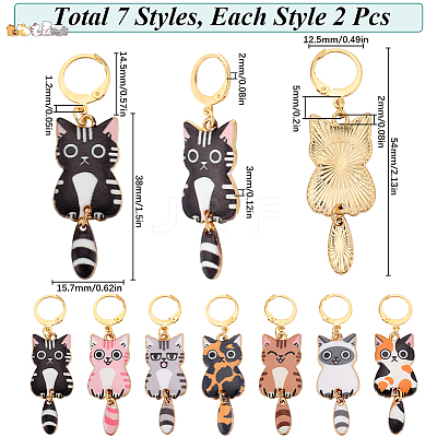 1 Set Cat Shape Alloy Enamel Pendant Locking Stitch Markers HJEW-SC0001-63-1