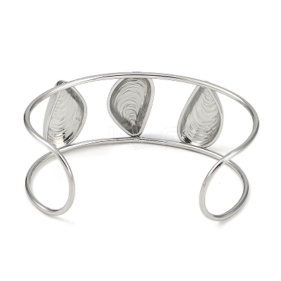 304 Stainless Steel Wide Hollow Textured Opaen Cuff Bangles BJEW-Q348-07P-03-1