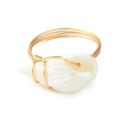 Natural Spiral Shell Finger Rings RJEW-TA00167-1