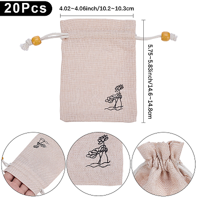 20Pcs Burlap Packing Pouches ABAG-SP0001-57A-1