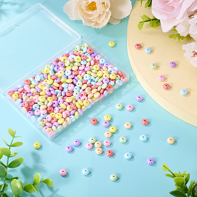 350Pcs 7 Colors UV Plating Opaque Acrylic Beads MACR-TA0002-31-1