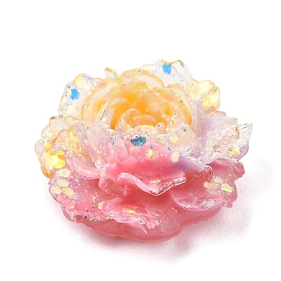 Two Tone Opaque Resin & Glitter Powder Cabochons RE-CBA7537-04E-1