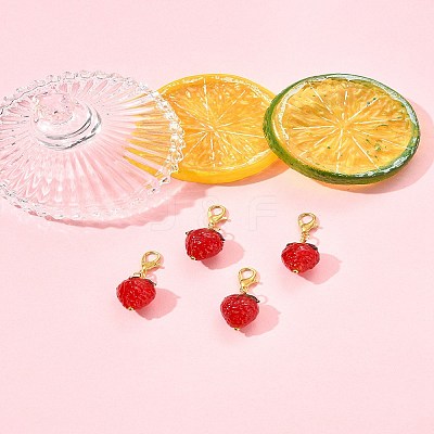 4Pcs Handmade Lampwork Strawberry Pendant Decorations HJEW-FS00041-04-1