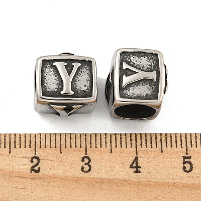 316 Surgical Stainless Steel with Rhinestone Large Hole Cube Beads STAS-Q326-08AS-01-1