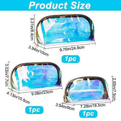 3Pcs 3 Style Laser Portable TPU Transparent Waterpoof Makeup Storage Bag MRMJ-CP0001-16-1