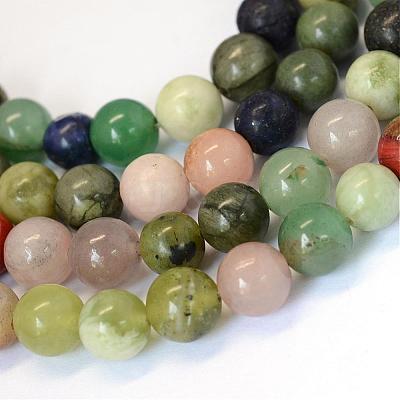 Natural Mixed Stone Round Bead Strands G-E334-8mm-23-1