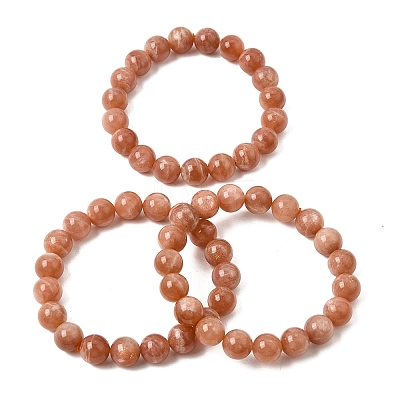 10MM Natural Sunstone Round Beaded Stretch Bracelets for Women GG-CBA3F02-11B-1