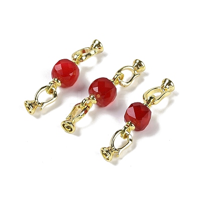 Natural Red Corundum/Ruby with Brass Fold Over Clasps G-G141-01G-1