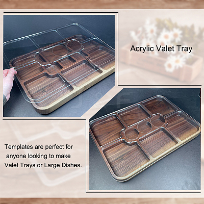 Rectangle 9 Pocket Acrylic Tray Router Templates for Woodworking FIND-WH0420-59-1
