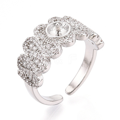 Brass Micro Pave Cubic Zirconia Cup Peg Ring Settings KK-N274-24P-1