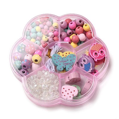 Children's Day Theme Maple Wood Jewelry Set DIY Making Kits WOOD-C006-01U-1